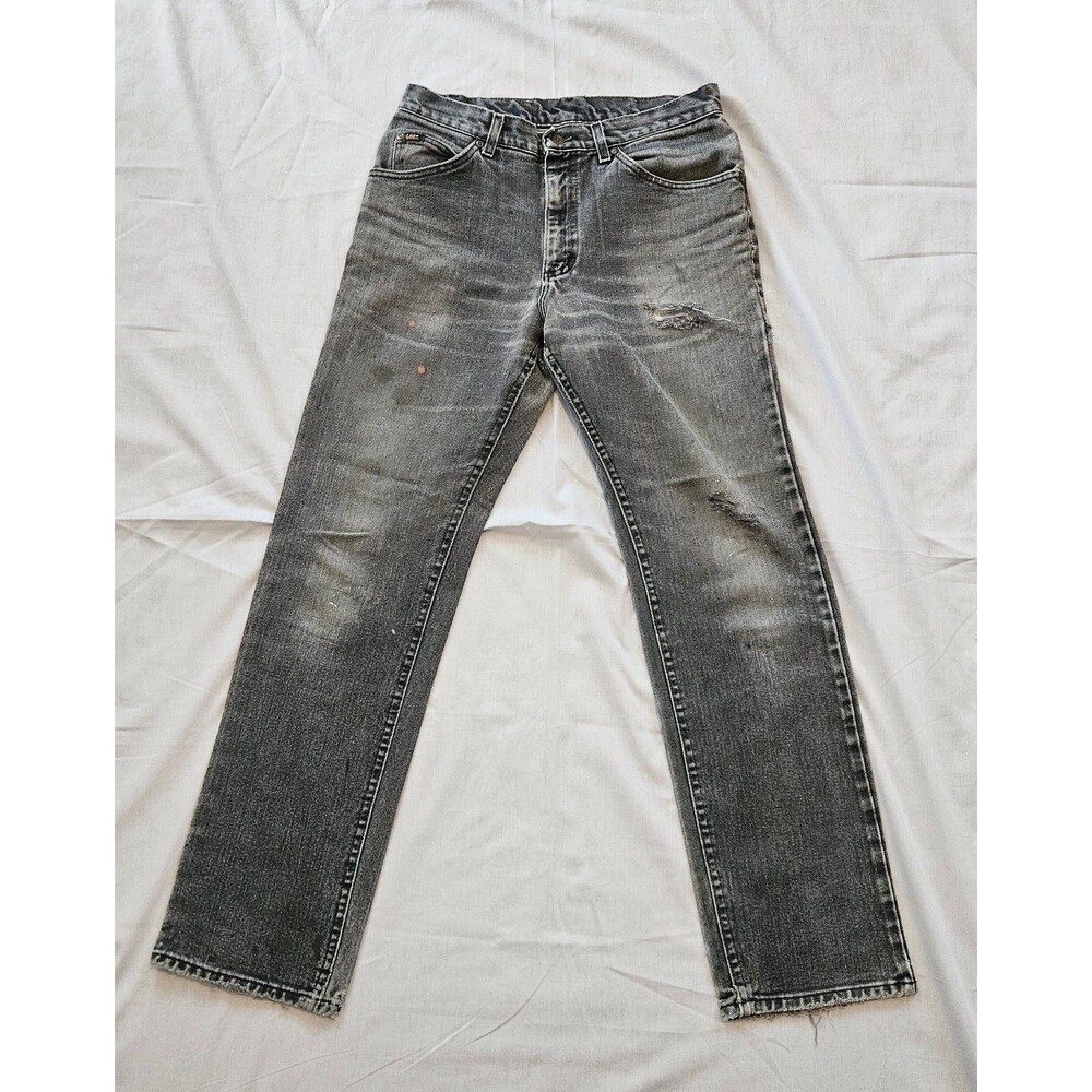 Vintage 90s Lee Black Jeans 32x32 Made in USA Straight Leg Grunge Denim